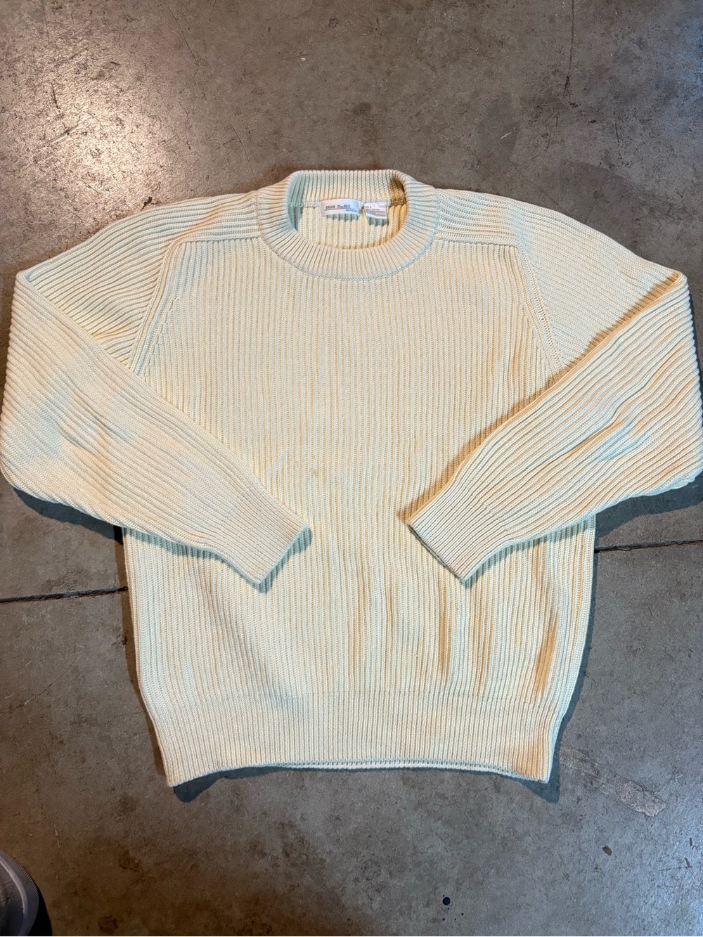 Brian MacNeil Knit Sweater Cream Cotton Ribbed Minimalist Grandpa Core Large